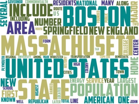 Massachusetts Wordart Tie Dye