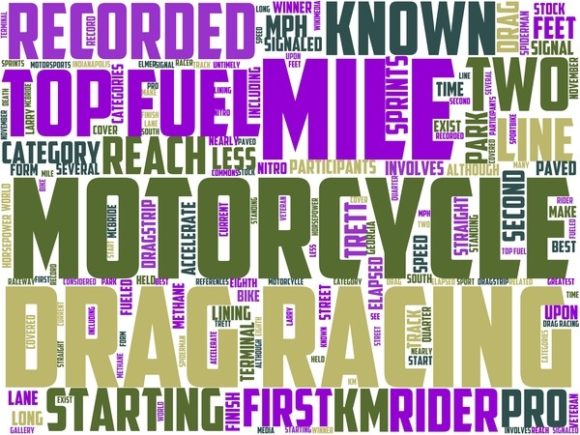 Motorcycle Drag Racing Wordart Background